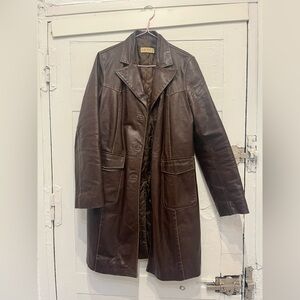 Vintage brown leather trench